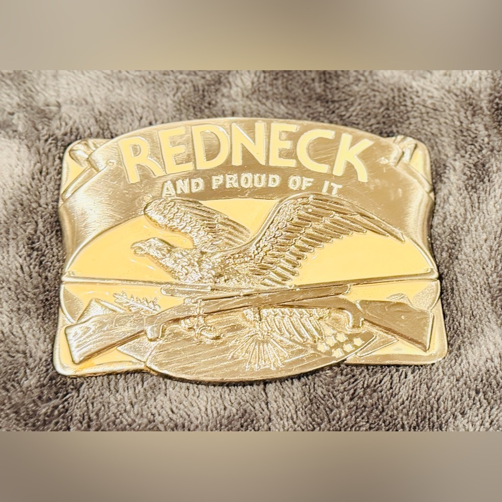 Vintage “Redneck and Proud of It” Eagle Belt Buckle – Western Statement Piece